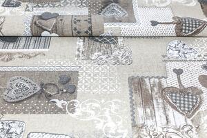 Behúň patchwork so šedohnedými srdiečkami 50x150 cm MADE IN IITALY