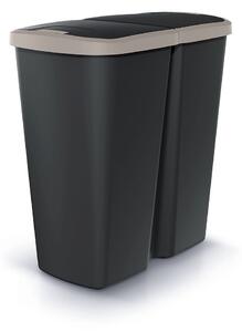 Prosperplast Odpadkový kôš COMPACTO DUA čierny/svetlohnedý, variant 45 l