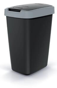 Prosperplast Odpadkový kôš COMPACTO FLAS s vekom čierny/svetlosivý, variant 12 l