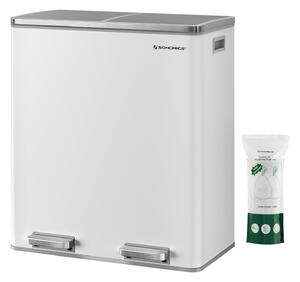 SONGMICS Odpadkový kôš s vekom JORDAN 2x30 l biely