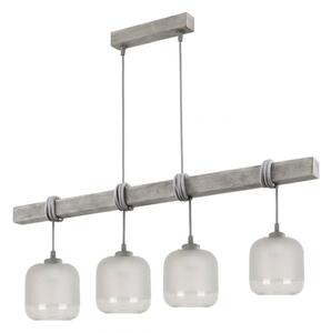 Brilagi - Luster na lanku WOOD GLASS 4xE27/60W/230V borovica/sivá/biela