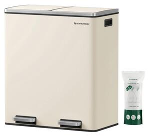 SONGMICS Odpadkový kôš s vekom JORDAN 2x30 l krémový