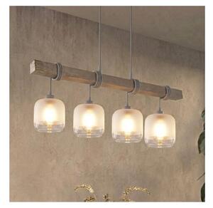 Brilagi - Luster na lanku WOOD GLASS 4xE27/60W/230V borovica/sivá/biela
