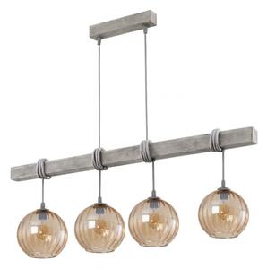 Brilagi - Závesný luster WOOD GLASS 4xE27/60W/230V borovica/sivá/dymovo hnedá