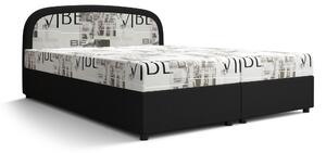 Manželská posteľ Boxspring 140 cm Brick (čierna + vzor vlny) (s matracom a úložným priestorom). Vlastná spoľahlivá doprava až k Vám domov. 1046404