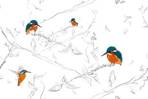 Tapeta vtáčiky v húštine - 75x1000