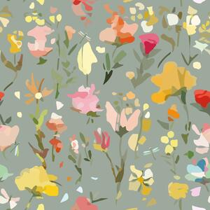Tapeta abstraktné namaľované kvety - 75x1000
