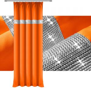 Hotový záves na riasiacej páske so zirkónmi 140x250 cm oranžový