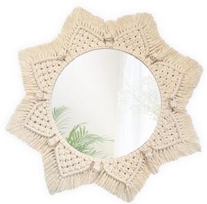 Tutumi Okrúhle nástenné zrkadlo BOHO 55 cm béžové