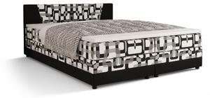 Manželská posteľ Boxspring 140 cm Linda (vzor + čierna) (s matracom a úložným priestorom). Vlastná spoľahlivá doprava až k Vám domov. 1046624