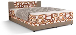 Manželská posteľ Boxspring 140 cm Linda (vzor + svetlohnedá) (s matracom a úložným priestorom). Vlastná spoľahlivá doprava až k Vám domov. 1046621