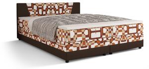 Manželská posteľ Boxspring 160 cm Linda (vzor + tmavohnedá) (s matracom a úložným priestorom). Vlastná spoľahlivá doprava až k Vám domov. 1046627