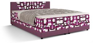 Manželská posteľ Boxspring 140 cm Linda Comfort (vzor + fialová) (s matracom a úložným priestorom). Vlastná spoľahlivá doprava až k Vám domov. 1056049