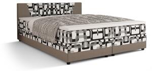 Manželská posteľ Boxspring 160 cm Linda (vzor + sivohnedá) (s matracom a úložným priestorom). Vlastná spoľahlivá doprava až k Vám domov. 1046630