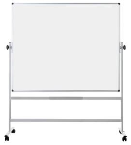 Mobilná otočná obojstranná biela popisovacia tabuľa, magnetická, 1800 x 1200 mm