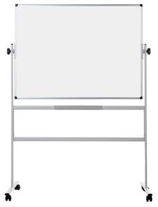 Mobilná otočná obojstranná biela popisovacia tabuľa, magnetická, 1200 x 900 mm