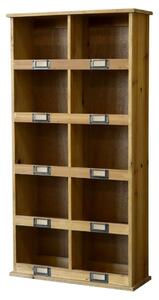 Hnedá antik drevená nástenná polička s priehradkami Sorting - 43*15*83cm - Chic Antique