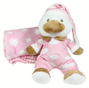 Detský set deka 75x90 cm s hračkou ružová kačička