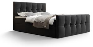 Manželská posteľ Boxspring 140 cm Macheta (čierna) (s matracom a úložným priestorom). Vlastná spoľahlivá doprava až k Vám domov. 1046711
