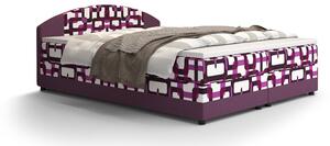 Manželská posteľ Boxspring 180 cm Orlando (vzor + fialová) (s matracom a úložným priestorom). Vlastná spoľahlivá doprava až k Vám domov. 1047287