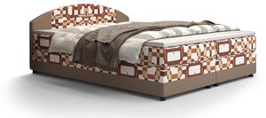 Manželská posteľ Boxspring 140 cm Orlando (vzor + svetlohnedá) (s matracom a úložným priestorom). Vlastná spoľahlivá doprava až k Vám domov. 1047275