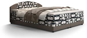 Manželská posteľ Boxspring 160 cm Orlando (vzor + svetlohnedá) (s matracom a úložným priestorom). Vlastná spoľahlivá doprava až k Vám domov. 1047283