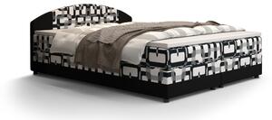 Manželská posteľ Boxspring 160 cm Orlando (vzor + tmavohnedá) (s matracom a úložným priestorom). Vlastná spoľahlivá doprava až k Vám domov. 1047284