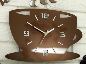 Moderné nástenné hodiny COFFE TIME 3D COPPER copper (nalepovacie hodiny na stenu)