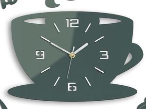 Moderné nástenné hodiny COFFE TIME 3D GRAY gray (nalepovacie hodiny na stenu)