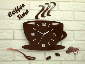 Moderné nástenné hodiny COFFE TIME 3D COPPER copper (nalepovacie hodiny na stenu)