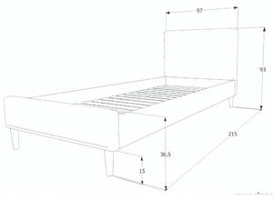Sivá jednolôžková posteľ ACOMA 90 x 200 cm