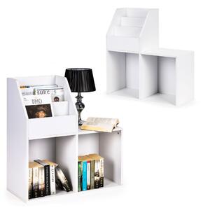 MODERNHOME Knižnica s regálom na noviny biela