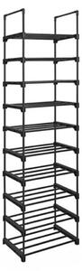 Stohovateľný regál na topánky TUBE, 10 políc, 45x30x174cm, čierna SongmicsHome