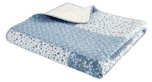 Modrý bavlnený prešívaný pléd 220x230 cm Floral Patchwork – Bianca