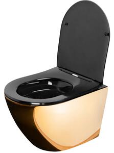 Rea - Závesná WC misa Carlo Mini Flat - zlatá/čierna