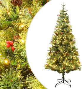 Osvetlený vianočný stromček so šiškami, zelený 120 cm, PVC a PE