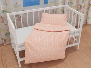 Biante Detské bavlnené posteľné obliečky do postieľky Sandra SA-213 Listy na marhuľovo oranžovom Do postieľky 90x120 a 40x60 cm
