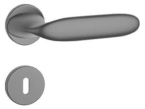 Dverové kovanie MP Peonia - R 7S (BS - Čierna matná), kľučka-kľučka, WC kľúč, MP BS (čierna mat)