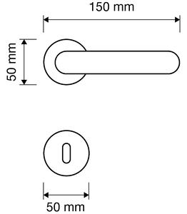 Dverové kovanie MP LI - DELFINO - R (OGS - Bronz česaný matný.), kľučka-kľučka, Otvor pre obyčajný kľúč BB, MP OGS (bronz česaný mat)