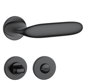 Dverové kovanie MP Peonia - R 7S (BS - Čierna matná), kľučka-kľučka, WC kľúč, MP BS (čierna mat)