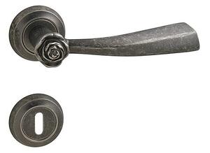 Dverové kovanie MP LI - ROSE - R (OGA - Antik šedá), kľučka-kľučka, Otvor na cylindrickú vložku PZ, MP OGA - Antik šedá