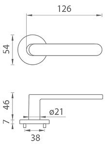 Dverové kovanie MP Fragola - R 7S (BS - Čierna matná), kľučka-kľučka, Otvor na cylindrickú vložku PZ, MP BS (čierna mat)