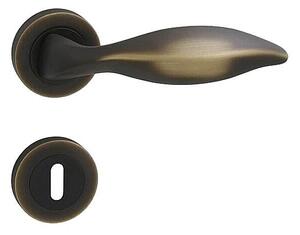 Dverové kovanie MP LI - DELFINO - R (OGS - Bronz česaný matný.), kľučka-kľučka, Otvor pre obyčajný kľúč BB, MP OGS (bronz česaný mat)
