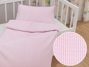 Biante Detské bavlnené posteľné obliečky do postieľky Sandra SA-255 Ružovo-biele pásiky Do postieľky 90x140 a 50x70 cm