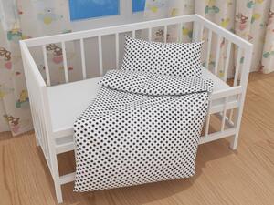 Biante Detské bavlnené posteľné obliečky do postieľky Sandra SA-286 Sivé bodky na bielom Do postieľky 90x140 a 50x70 cm
