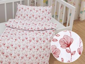 Biante Detské bavlnené posteľné obliečky do postieľky Sandra SA-253 Červené poľné kvety Do postieľky 90x130 a 40x60 cm