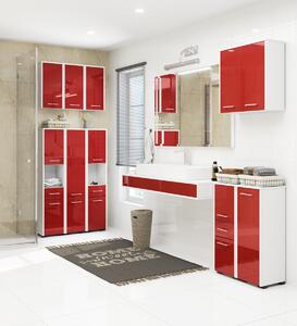Ak furniture Závesná kúpeľňová skrinka Fin 60 cm biela/červený lesk