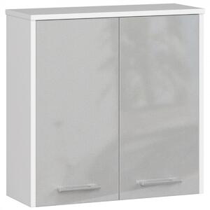 Ak furniture Závesná kúpeľňová skrinka Fin 60 cm biela/strieborný lesk