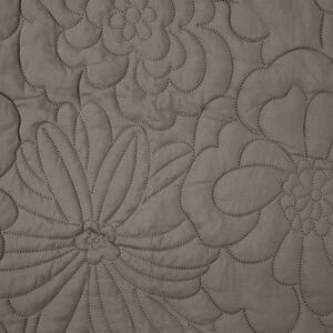 Jednofarebný prehoz na posteľ Alara/4 so vzorom kvetov, tmavobéžový