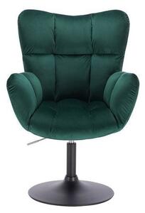 LuxuryForm DESIGN Kreslo AURORA VELUR na čiernom tanieri - zelené
